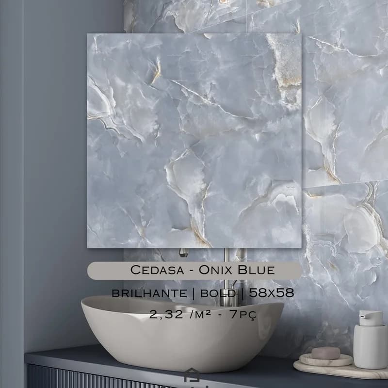 Porcelanato Cedasa Onix Blue Brilhante 58×58