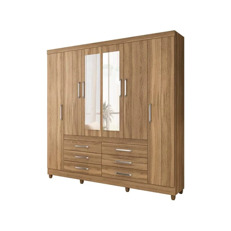 Guarda-roupa Casal com Espelho 6 Portas 6 Gavetas Demóbile Paris II