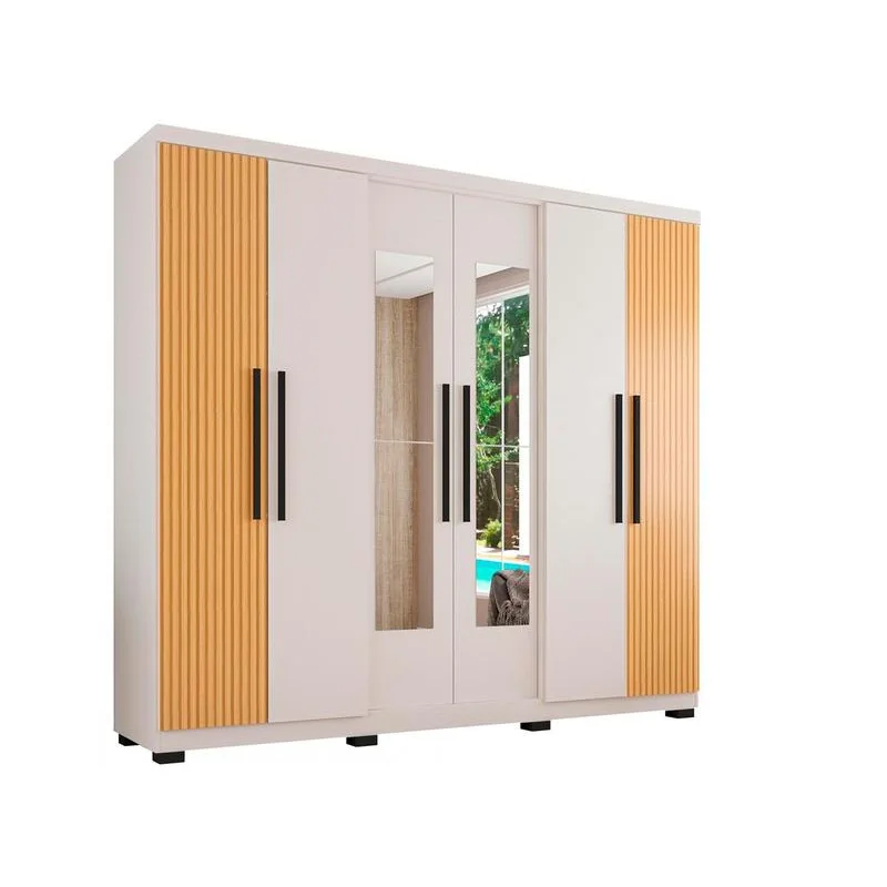 Guarda-roupa Casal com Espelho 6 Portas 4 Gavetas Araplac Braga
