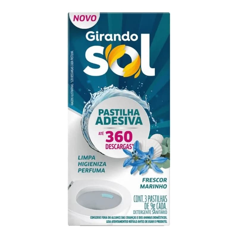 Pastilha Adesiva Sanitária Girando Sol Frescor Marinho 27g Com 3 Unidades